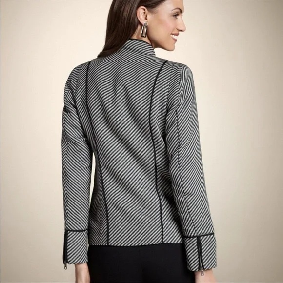 Chico’s Womens Diagonal Jacquard Striped Lise Jacket - Picture 2 of 9